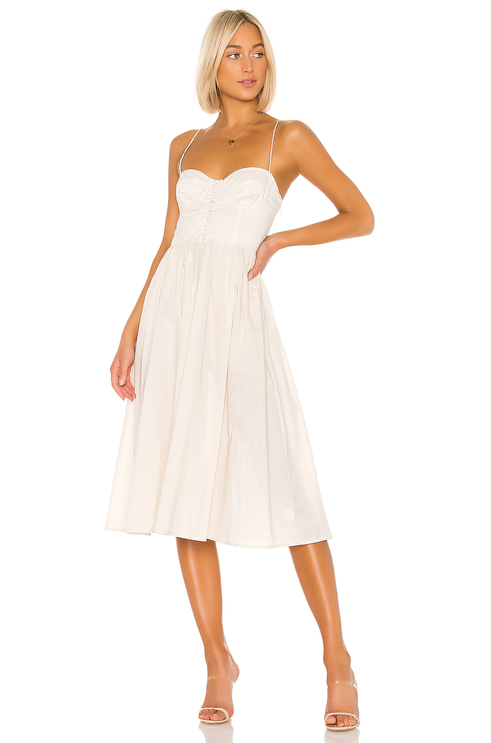 L'Academie Sales 2024 38 L'Academie The Sonia Midi Dress In Beige
