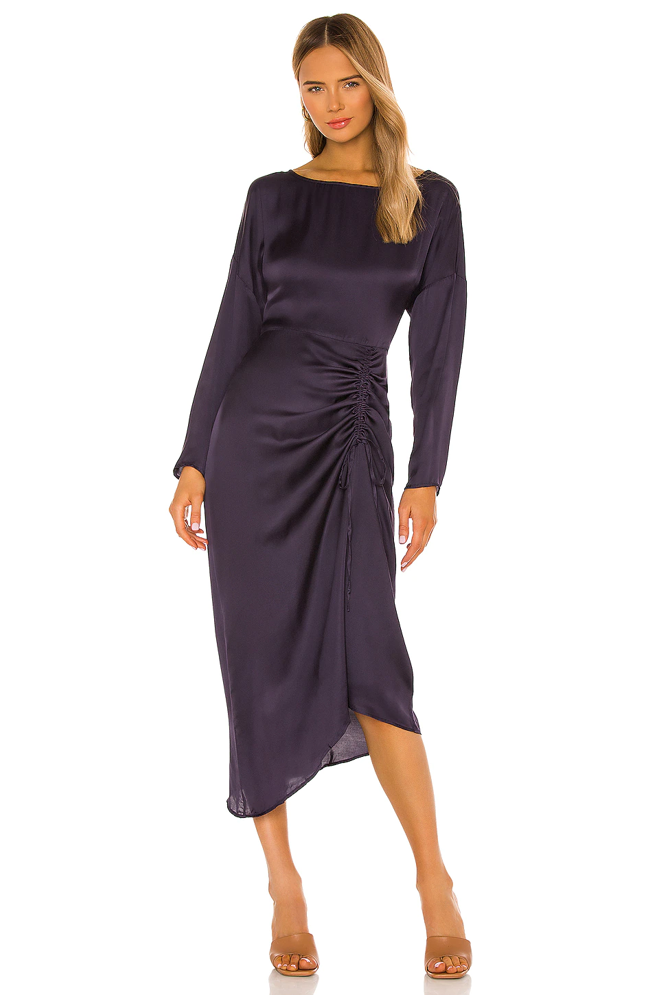 L'Academie Long Sleeve Midi Dress In Navy