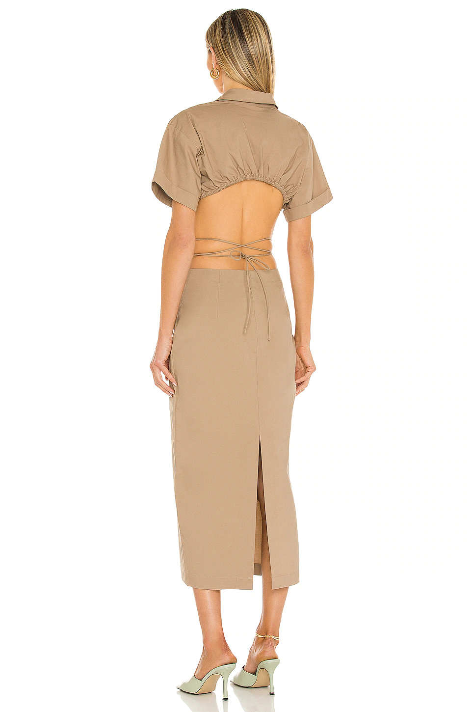 L'Academie Julia Midi Dress In Tan 3 L'Academie Julia Midi Dress In Tan - Image 3