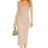 L'Academie Hasley Midi Dress In Taupe