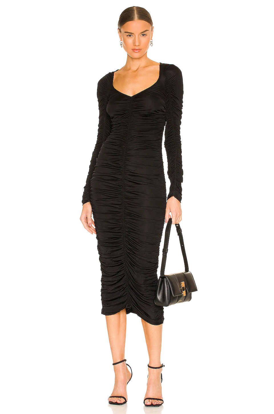 L'Academie Nyla Midi Dress In Black