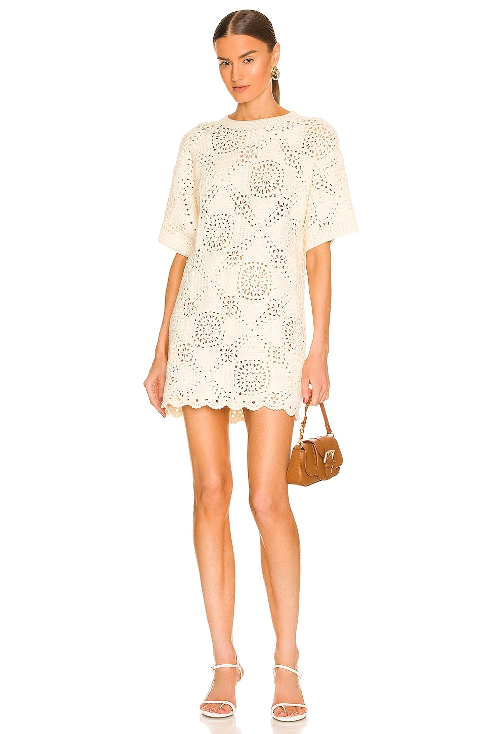 L'Academie Kathan Crochet Mini Dress In Ivory 1 L'Academie Kathan Crochet Mini Dress In Ivory