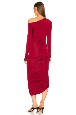 L'Academie Valdis Midi Dress In Burgundy -L'Academie Sales 2024 LCDE WD592 V3
