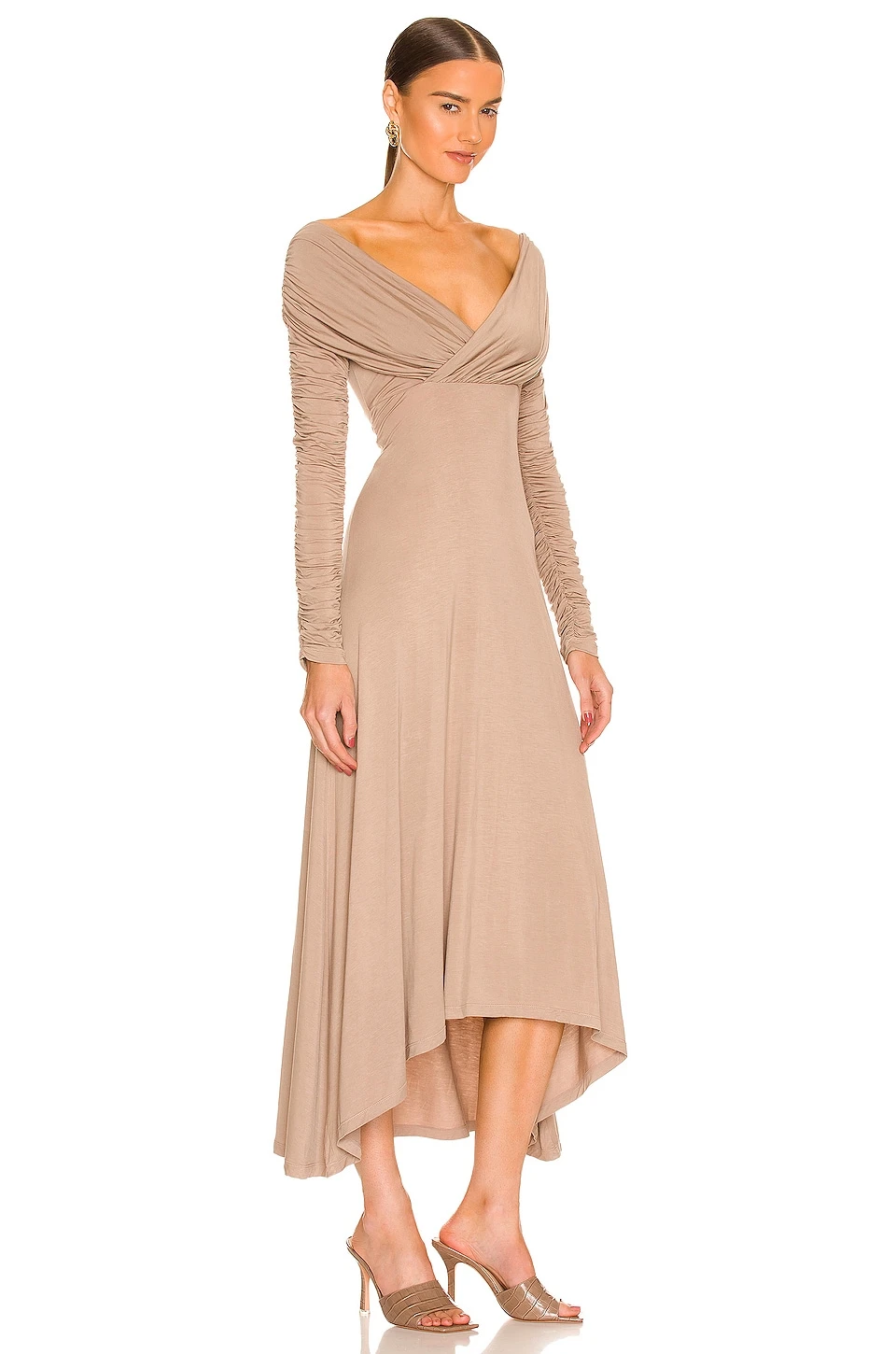 L'Academie Cyd Midi Dress In Taupe 2 L'Academie Cyd Midi Dress In Taupe - Image 2