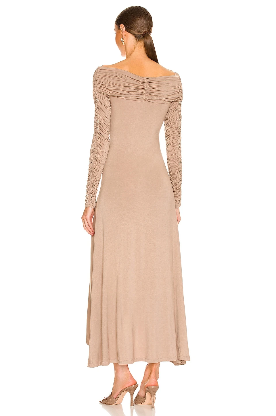 L'Academie Cyd Midi Dress In Taupe 3 L'Academie Cyd Midi Dress In Taupe - Image 3