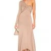 L'Academie Rennea Midi Dress In Taupe