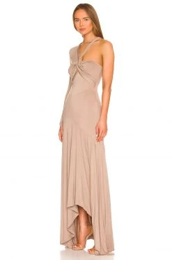 L'Academie Rennea Midi Dress In Taupe 2 L'Academie Rennea Midi Dress In Taupe -L'Academie Sales 2024 LCDE WD602 V3