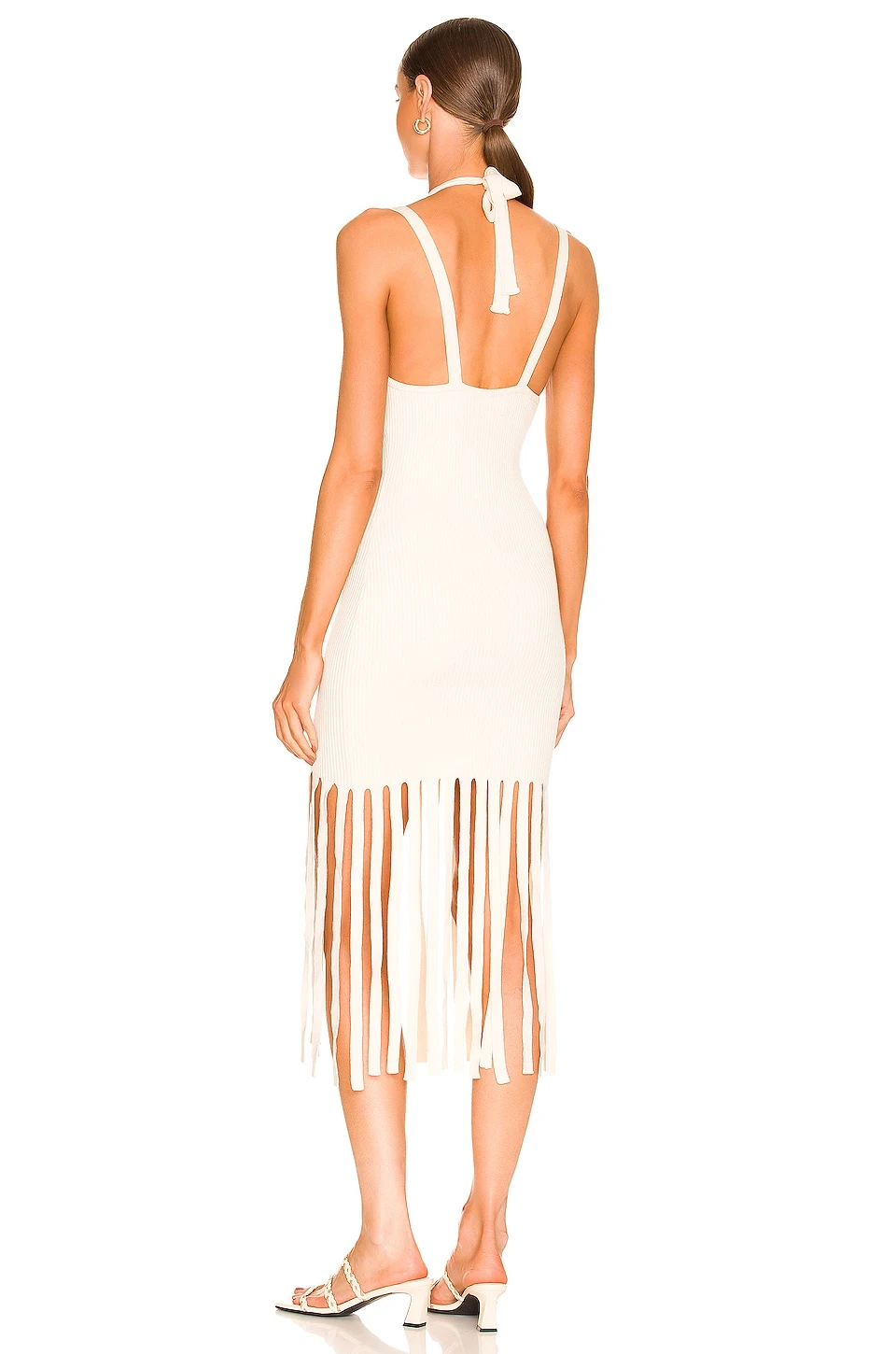 L'Academie Darick Fringe Midi Dress In Ivory 3 L'Academie Darick Fringe Midi Dress In Ivory - Image 3