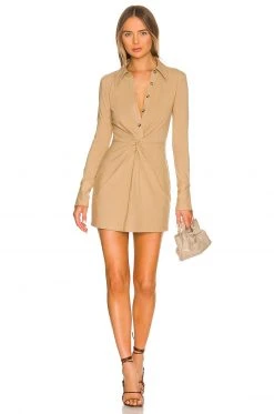 L'Academie Anders Mini Dress In Beige