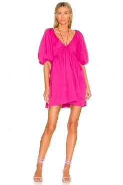 L'Academie Ilana Mini Dress In Fuschia Pink