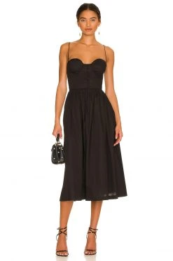 L'Academie The Sonia Midi Dress In Black