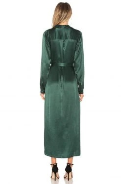 L'Academie The Long Sleeve Shirt Dress In Emerald -L'Academie Sales 2024 LCDE WD75 V3