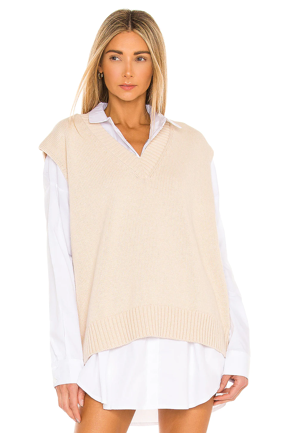 L'Academie Oversized Sweater Vest In Neutral