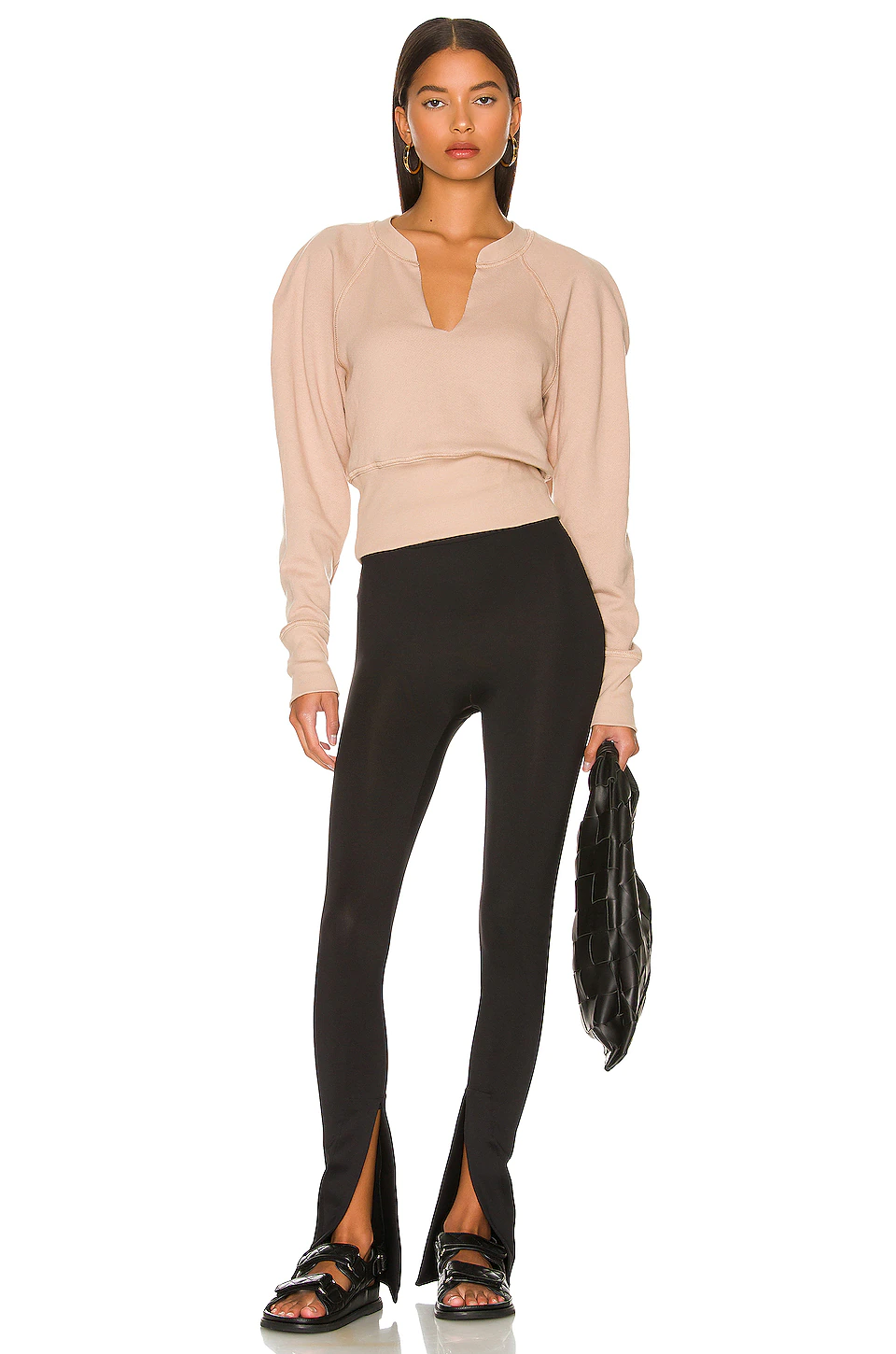 L'Academie 80s Sleeve Sweatshirt In Taupe 4 L'Academie 80s Sleeve Sweatshirt In Taupe - Image 4