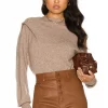 L'Academie Linus Draped Sweater In Brown