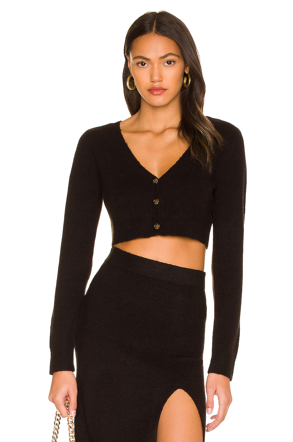 L'Academie Drew Cardigan In Black