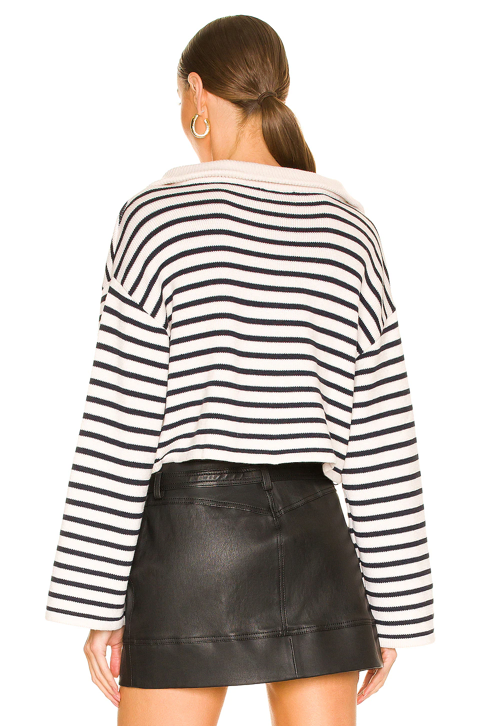 Laila Striped Half Zip Sweater in Ivory & Navy L'Academie Laila Striped Half Zip Sweater In Ivory & Navy -L'Academie Sales 2024 LCDE WK194 V3