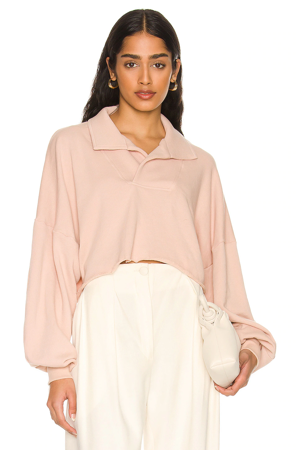 L'Academie Collared Pullover In Nude