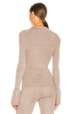 L'Academie Loch Rib Collar Sweater In Fossil -L'Academie Sales 2024 LCDE WK198 V3