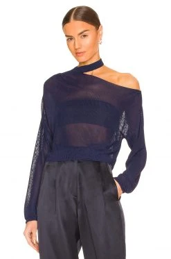 L'Academie Galena Cut Out Pullover In Navy