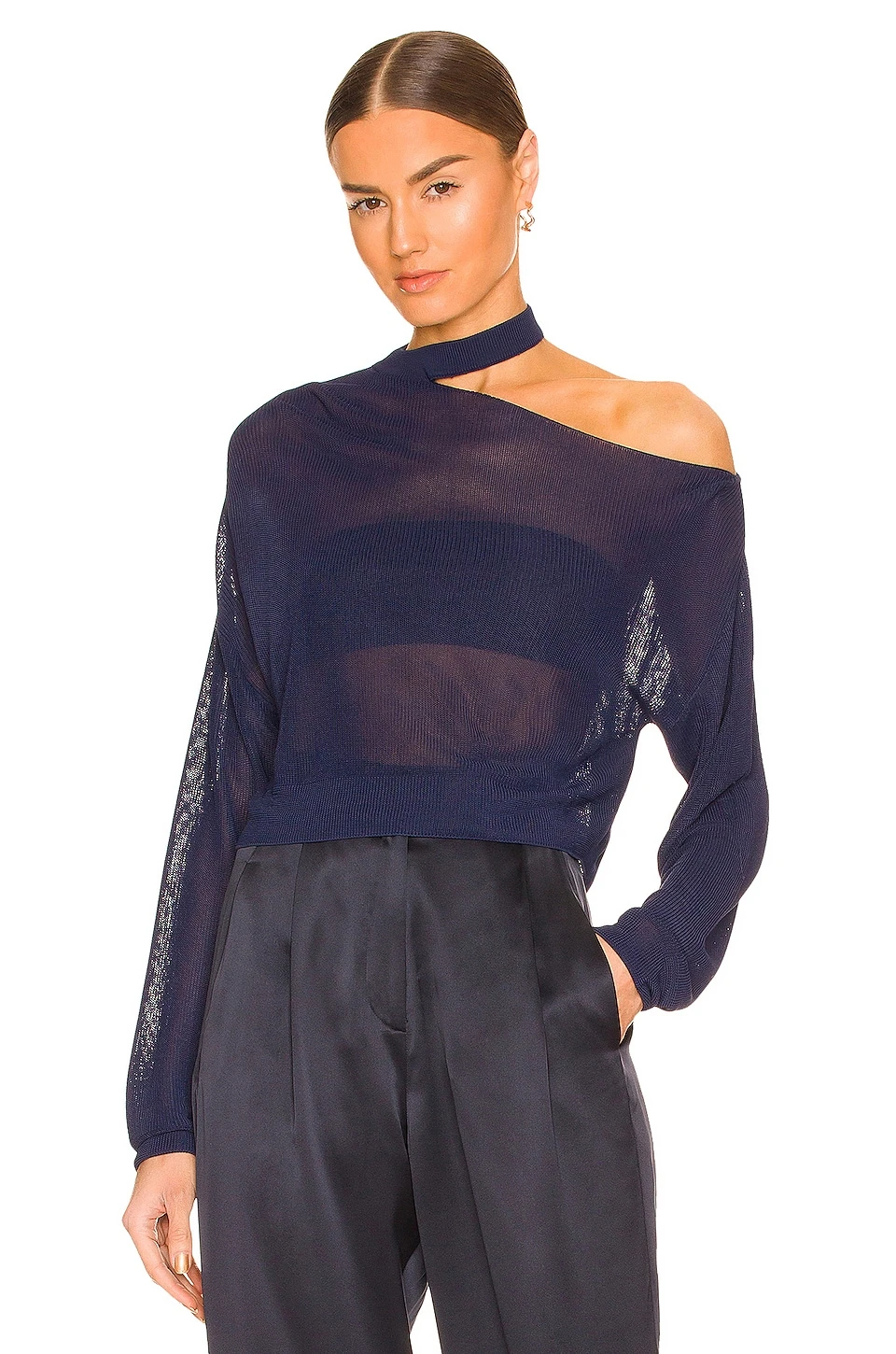 L'Academie Galena Cut Out Pullover In Navy 1 L'Academie Galena Cut Out Pullover In Navy