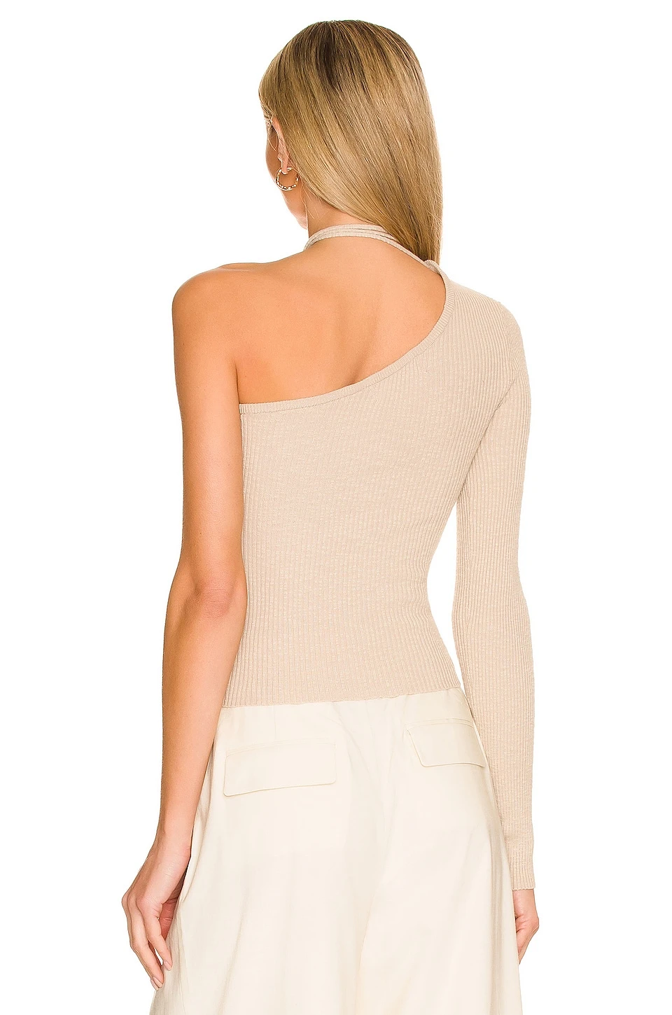 L'Academie Terie Cropped One Shoulder Sweater In Pale Gray 4 L'Academie Terie Cropped One Shoulder Sweater In Pale Gray - Image 4