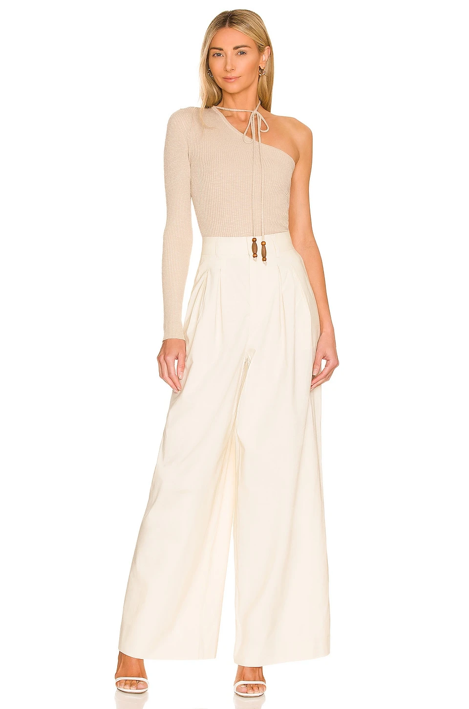 L'Academie Terie Cropped One Shoulder Sweater In Pale Gray 5 L'Academie Terie Cropped One Shoulder Sweater In Pale Gray - Image 5