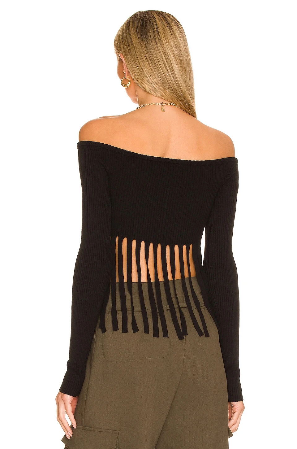 Harrel Fringe Sweater in Black L'Academie Harrel Fringe Sweater In Black -L'Academie Sales 2024 LCDE WK202 V3