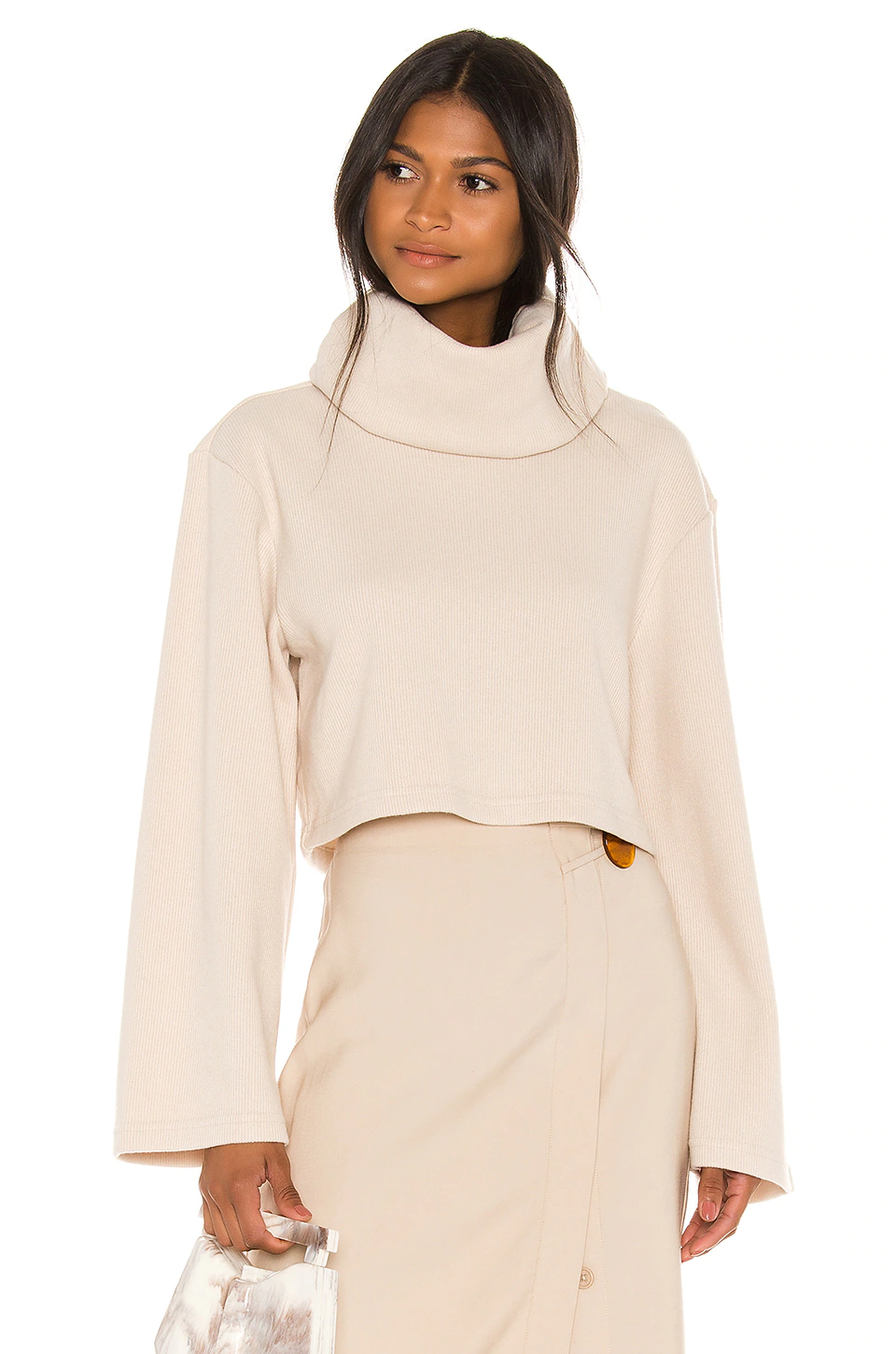 L'Academie The Clara Crop Top In Cream