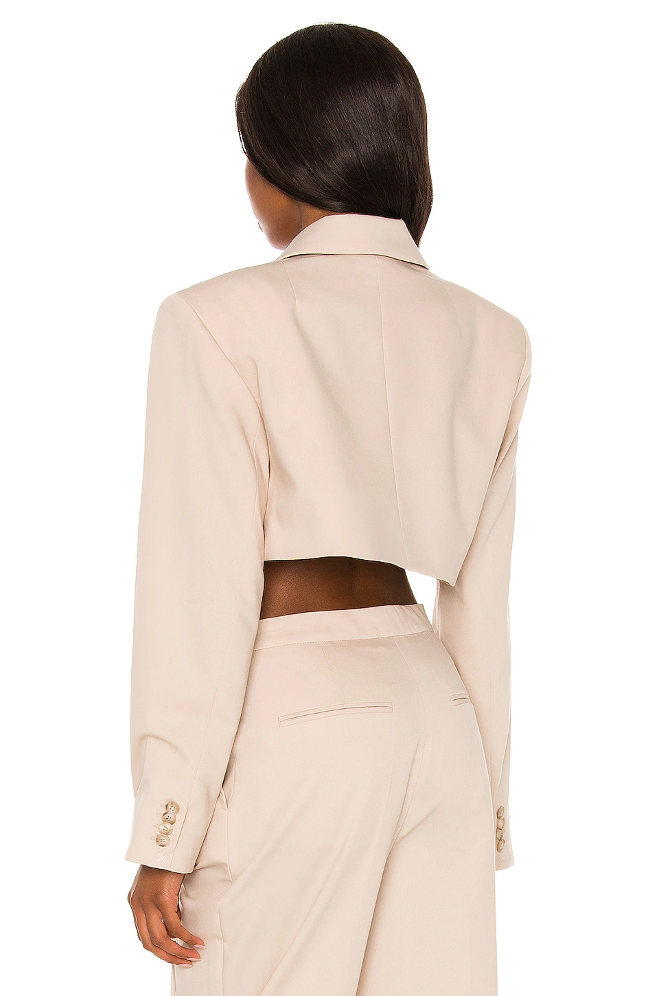 L'Academie Serafina Cropped Blazer In Beige 3 L'Academie Serafina Cropped Blazer In Beige - Image 3
