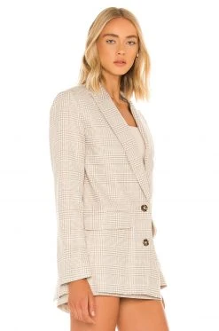L'Academie Abigail Blazer In Tan & White 7 L'Academie Abigail Blazer In Tan & White -L'Academie Sales 2024 LCDE WO145 V3