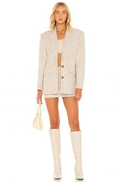 L'Academie Abigail Blazer In Tan & White 9 L'Academie Abigail Blazer In Tan & White -L'Academie Sales 2024 LCDE WO145 V5