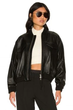 L'Academie The Jo Leather Jacket In Black