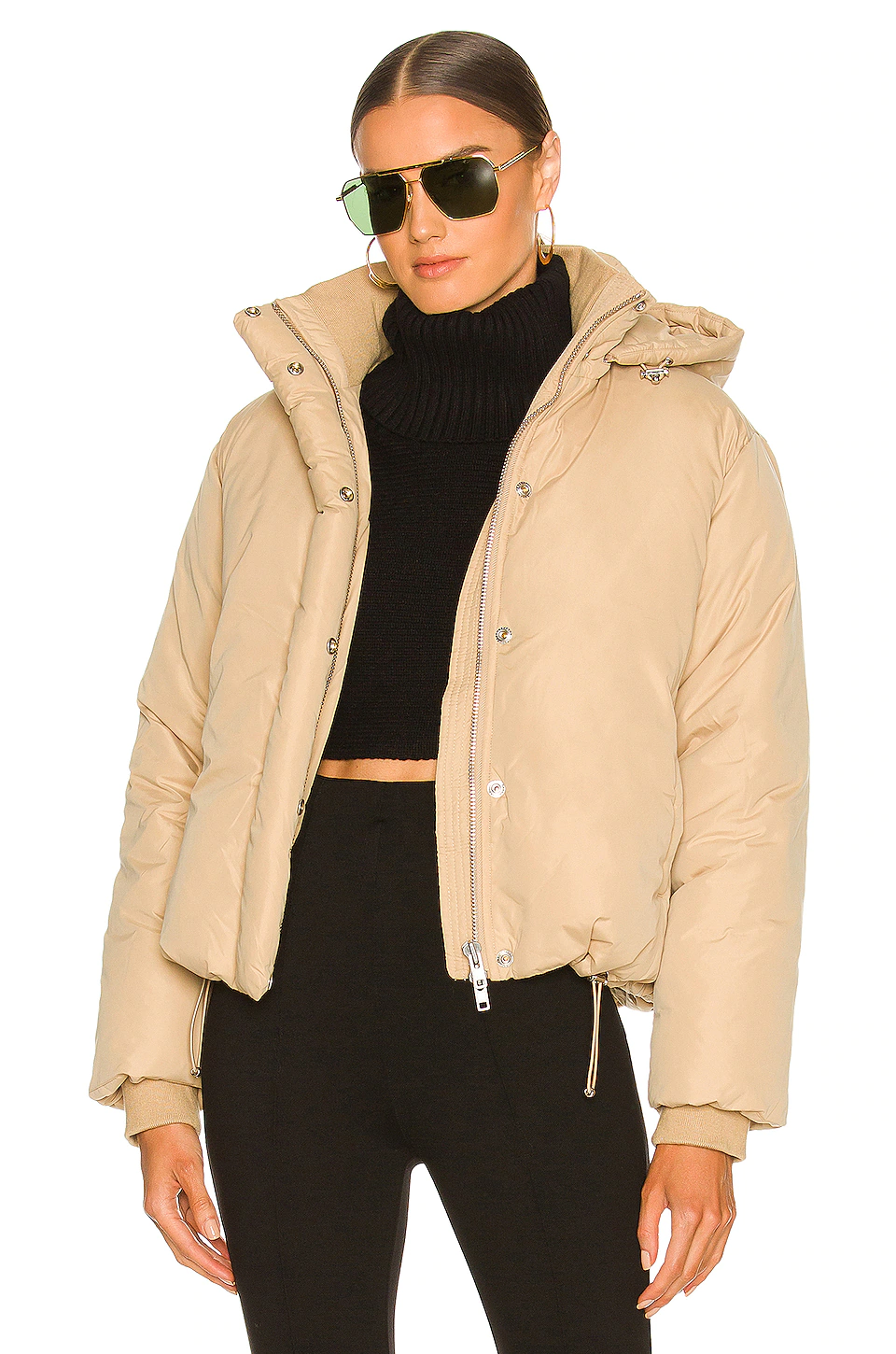 L'Academie Braxton Puffer Jacket In Khaki