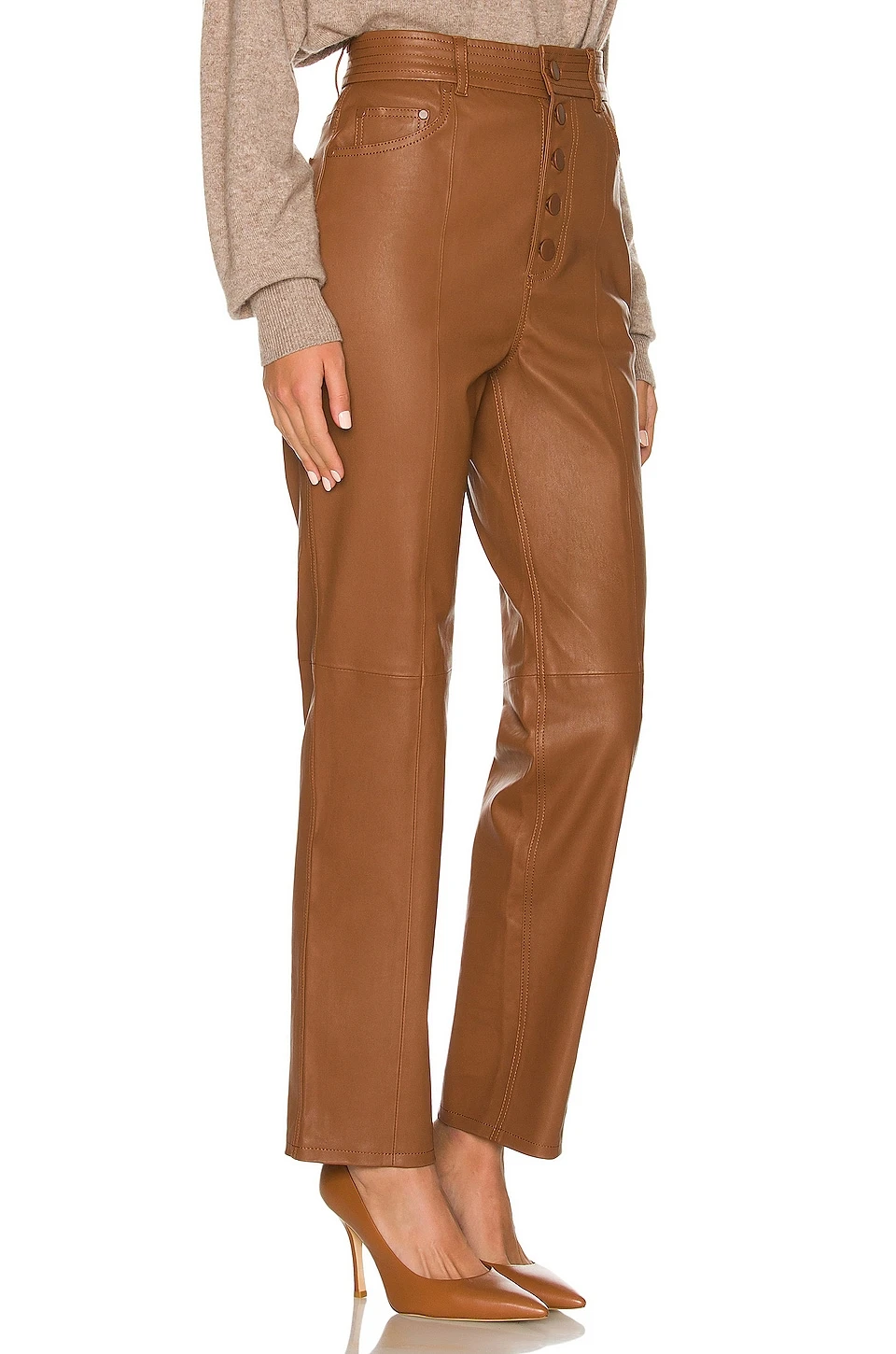 L'Academie The Kristina Leather Pant In Brown 2 L'Academie The Kristina Leather Pant In Brown - Image 2