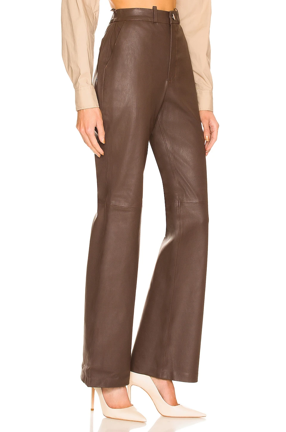 The Zaza Leather Pant in Brown L'Academie The Zaza Leather Pant In Brown -L'Academie Sales 2024 LCDE WP193 V2