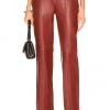 L'Academie The Kira Leather Pant In Burgundy Red