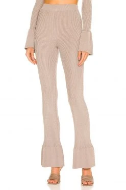 L'Academie Loch Rib Knit Pant In Fossil