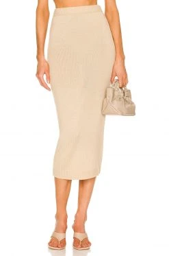 L'Academie Fionn Midi Skirt In Beige