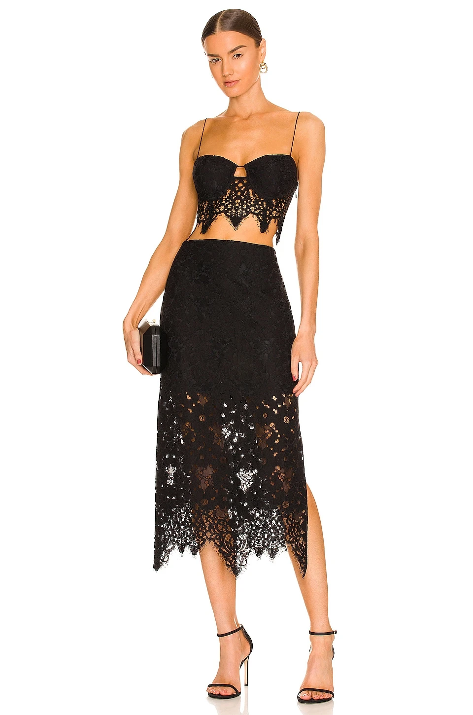 Jasmine Lace Maxi Skirt in Black L'Academie Jasmine Lace Maxi Skirt In Black -L'Academie Sales 2024 LCDE WQ114 V4