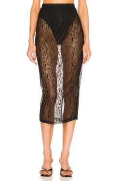 L'Academie Elowen Midi Skirt In Black