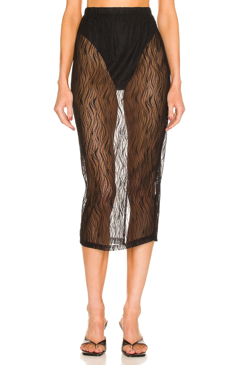 L'Academie Elowen Midi Skirt In Black 1 L'Academie Elowen Midi Skirt In Black