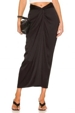 L'Academie The Avril Midi Skirt In Black