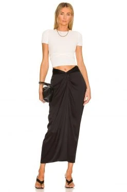 L'Academie The Avril Midi Skirt In Black -L'Academie Sales 2024 LCDE WQ117 V4
