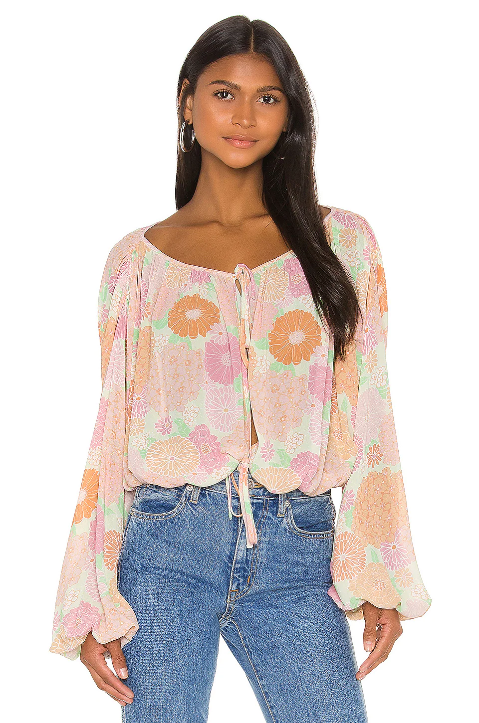 L'Academie Sales 2024 18 L'Academie The Alayna Top In Peach Floral