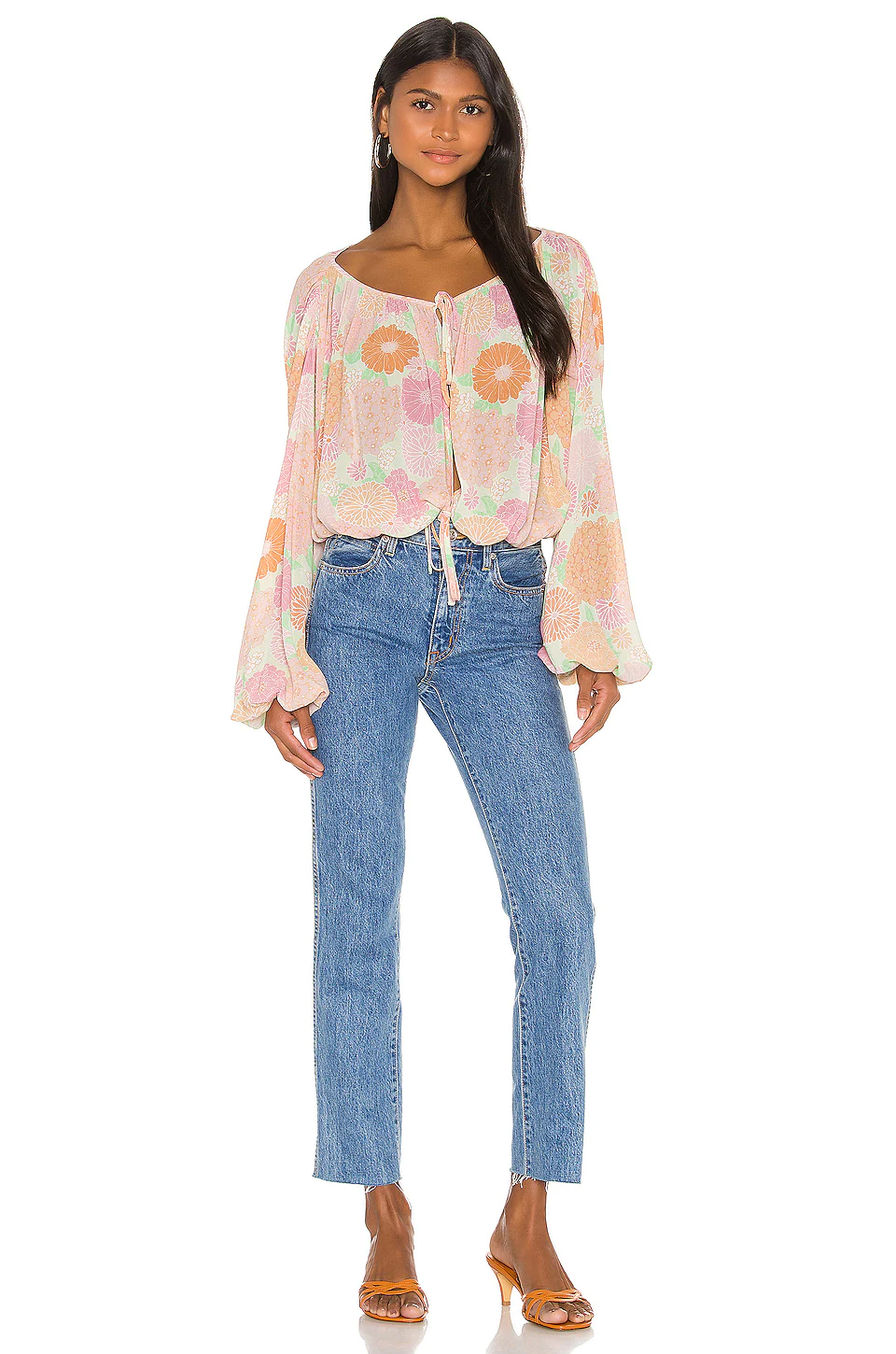 L'Academie The Alayna Top In Peach Floral 4 L'Academie The Alayna Top In Peach Floral - Image 4
