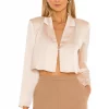 L'Academie The Leona Crop Blouse In Blush