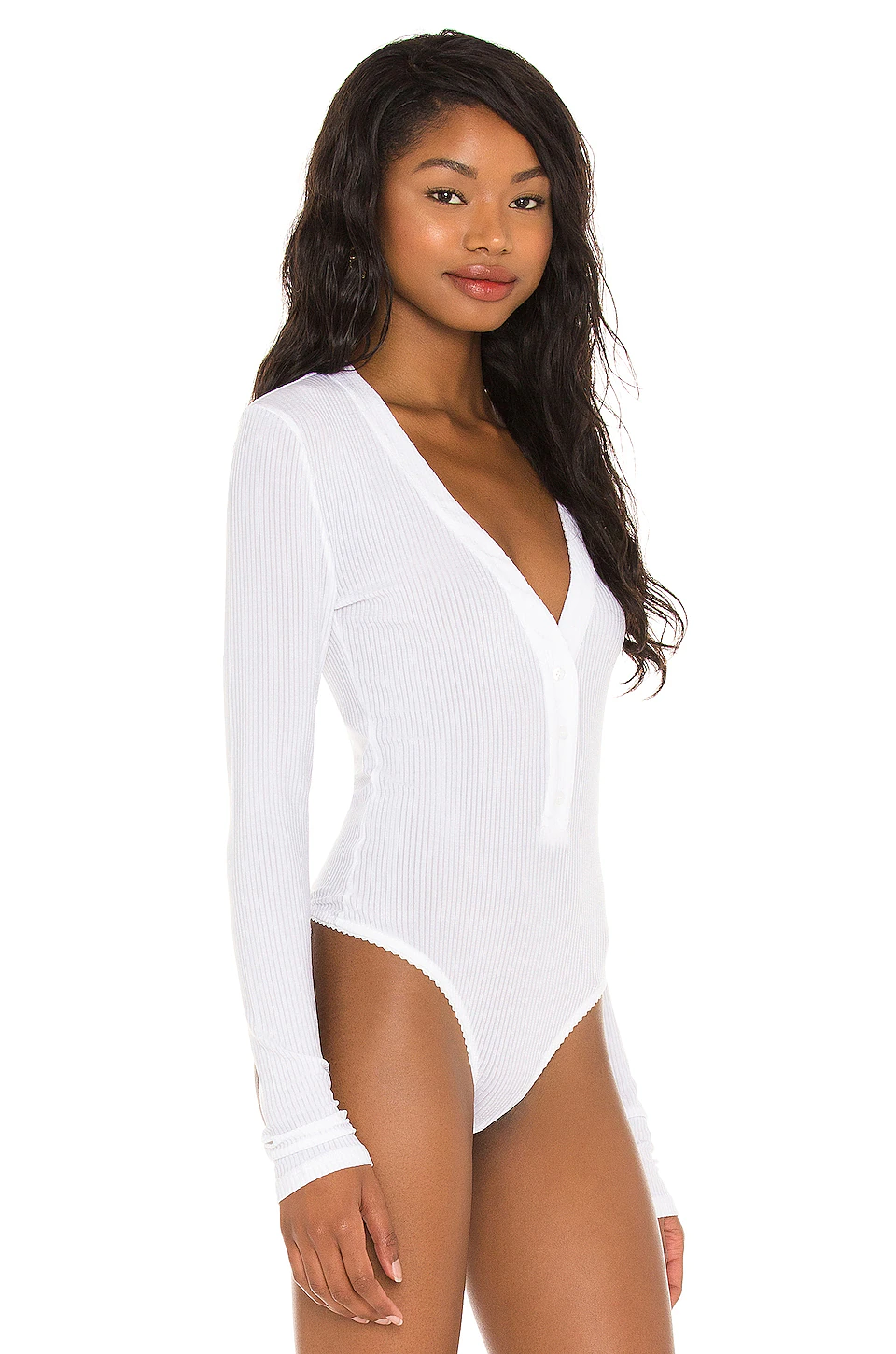 L'Academie Henley Bodysuit In White 3 L'Academie Henley Bodysuit In White - Image 3