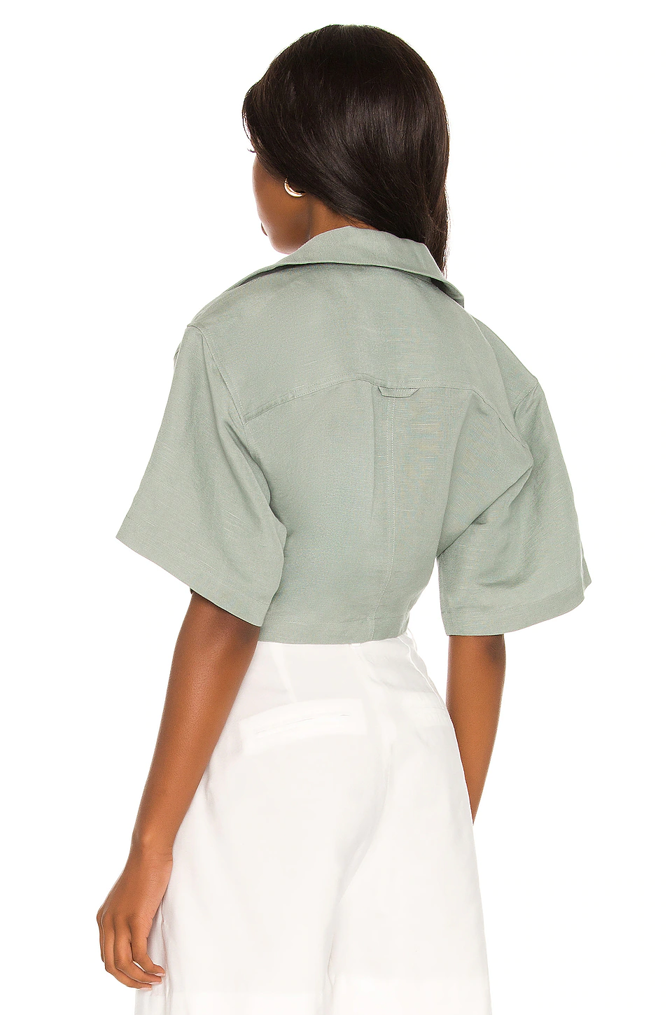 L'Academie The Chrisa Crop Blouse In Sage Green 3 L'Academie The Chrisa Crop Blouse In Sage Green - Image 3