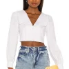 L'Academie The Celi Crop Blouse In White